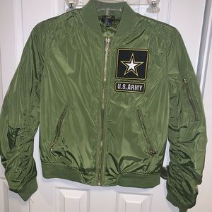 Forever 21 army green bomber jacket
